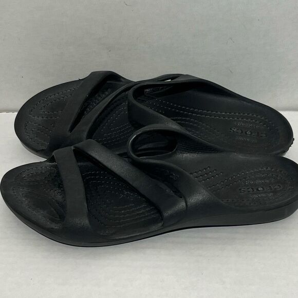 Crocs Women's Black Rubber Kadee II Iconic Comfort Slip On Strappy Sandal Size 7 - Picture 7 of 10